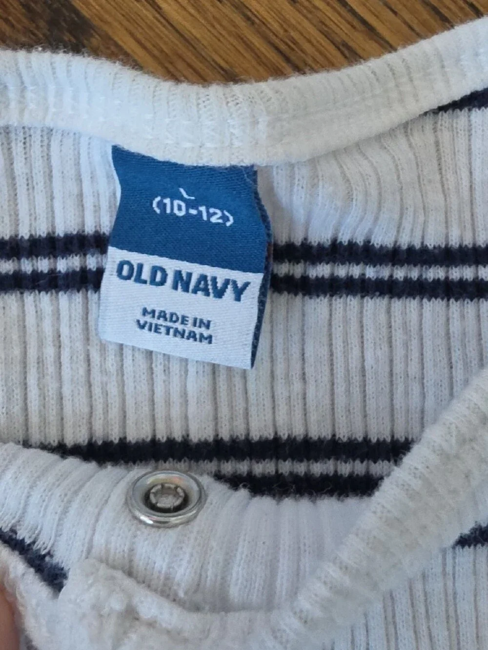 Old Navy White & Navy Striped Ribbed Tank Top